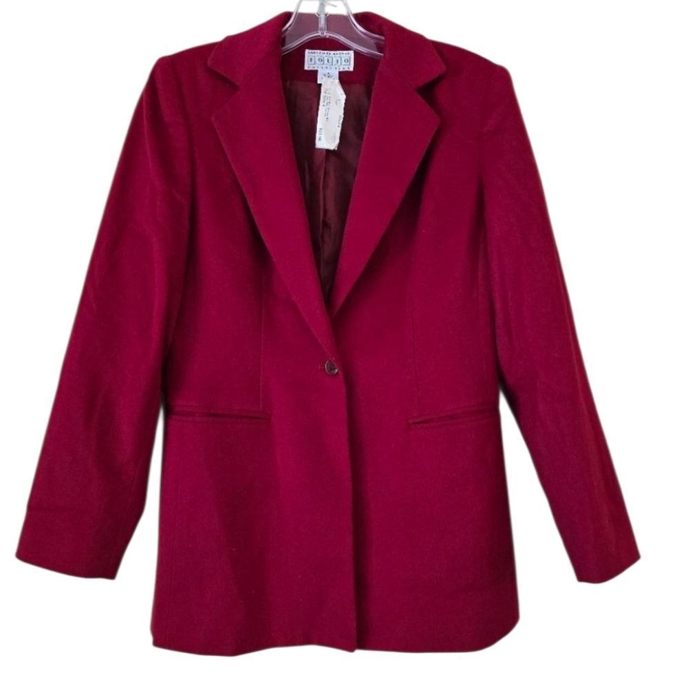 Saks‎ Fith Avenue Folio Collection Blazer Burgundy size 4 wool and Silk Blend